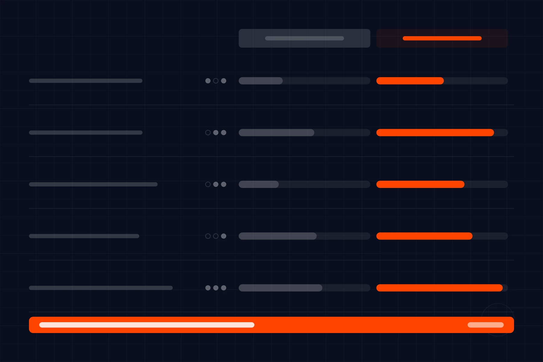 Schematic of a decision scorecard: two options weighed row by row with a recommendation band