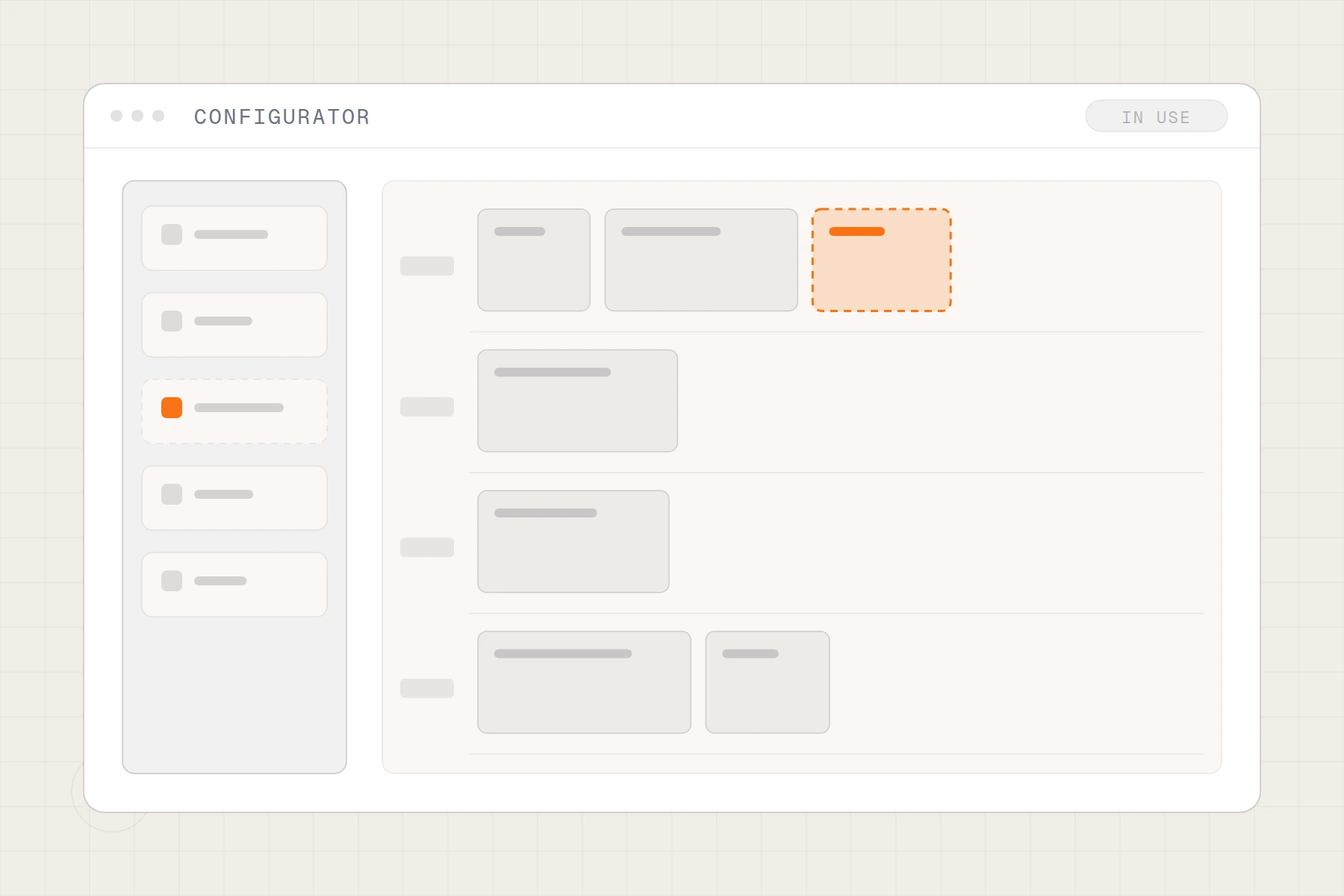 Schematic of a builder canvas: blocks dragged from a palette onto a day-by-day timeline