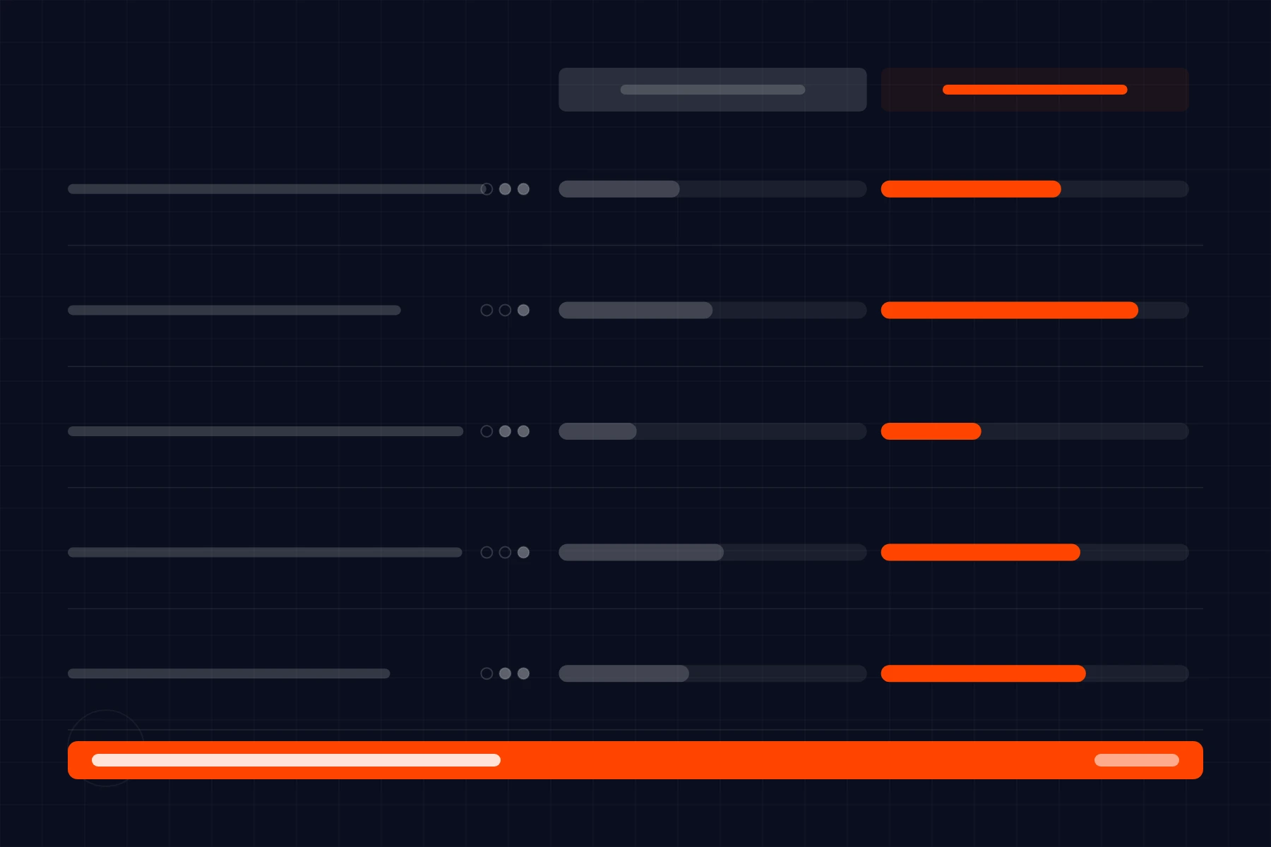 Schematic of a decision scorecard: two options weighed row by row with a recommendation band