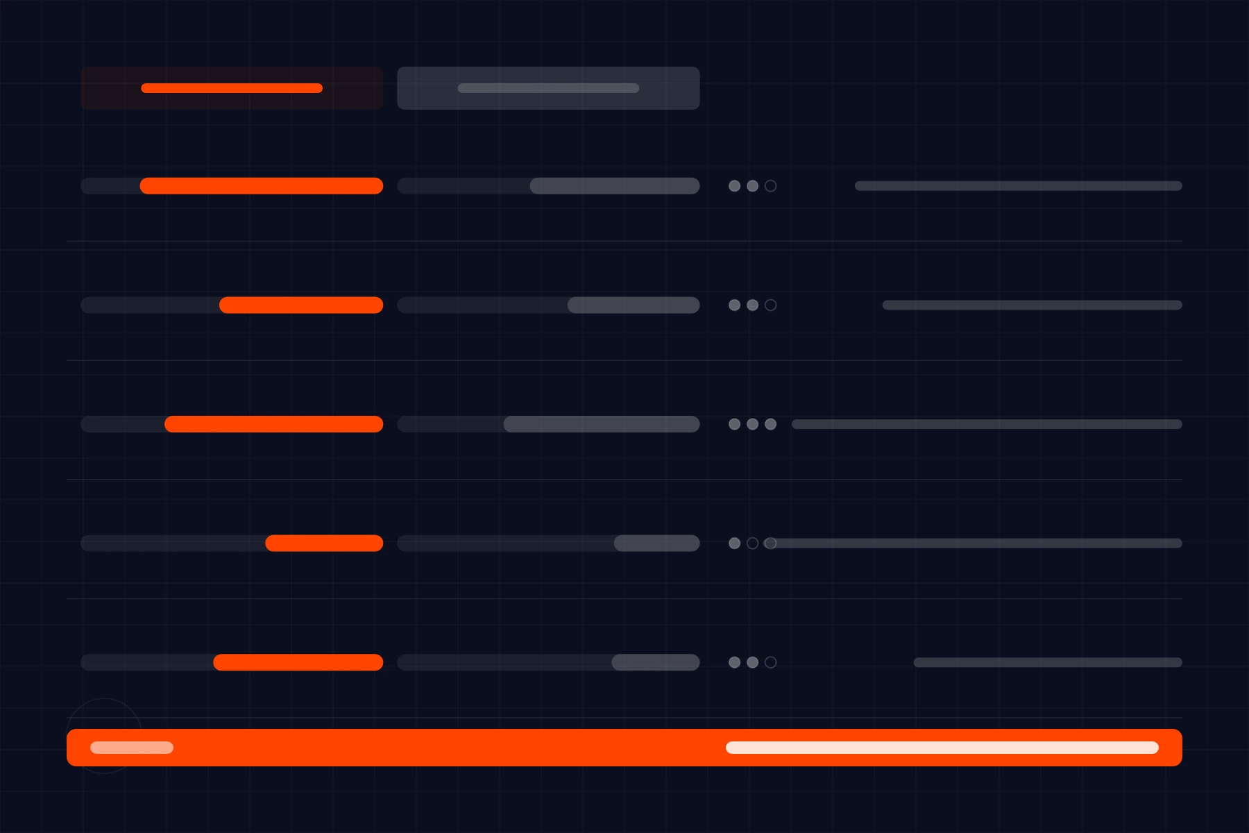 Schematic of a decision scorecard: two options weighed row by row with a recommendation band