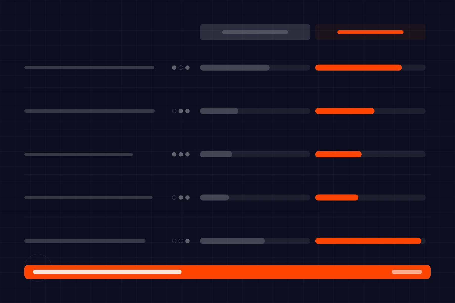 Schematic of a decision scorecard: two options weighed row by row with a recommendation band
