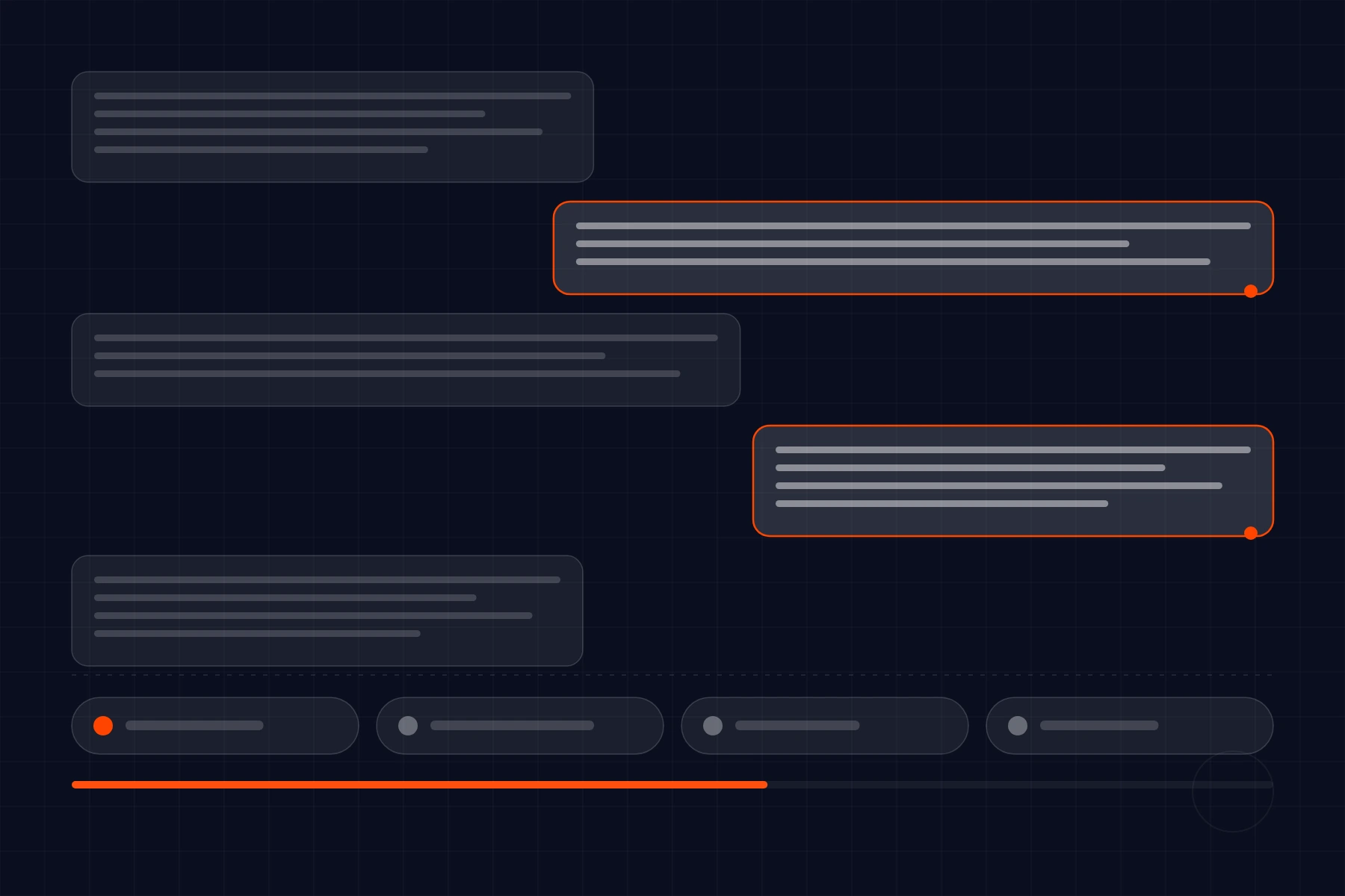 Schematic of an AI assistant: message thread with tool calls running underneath