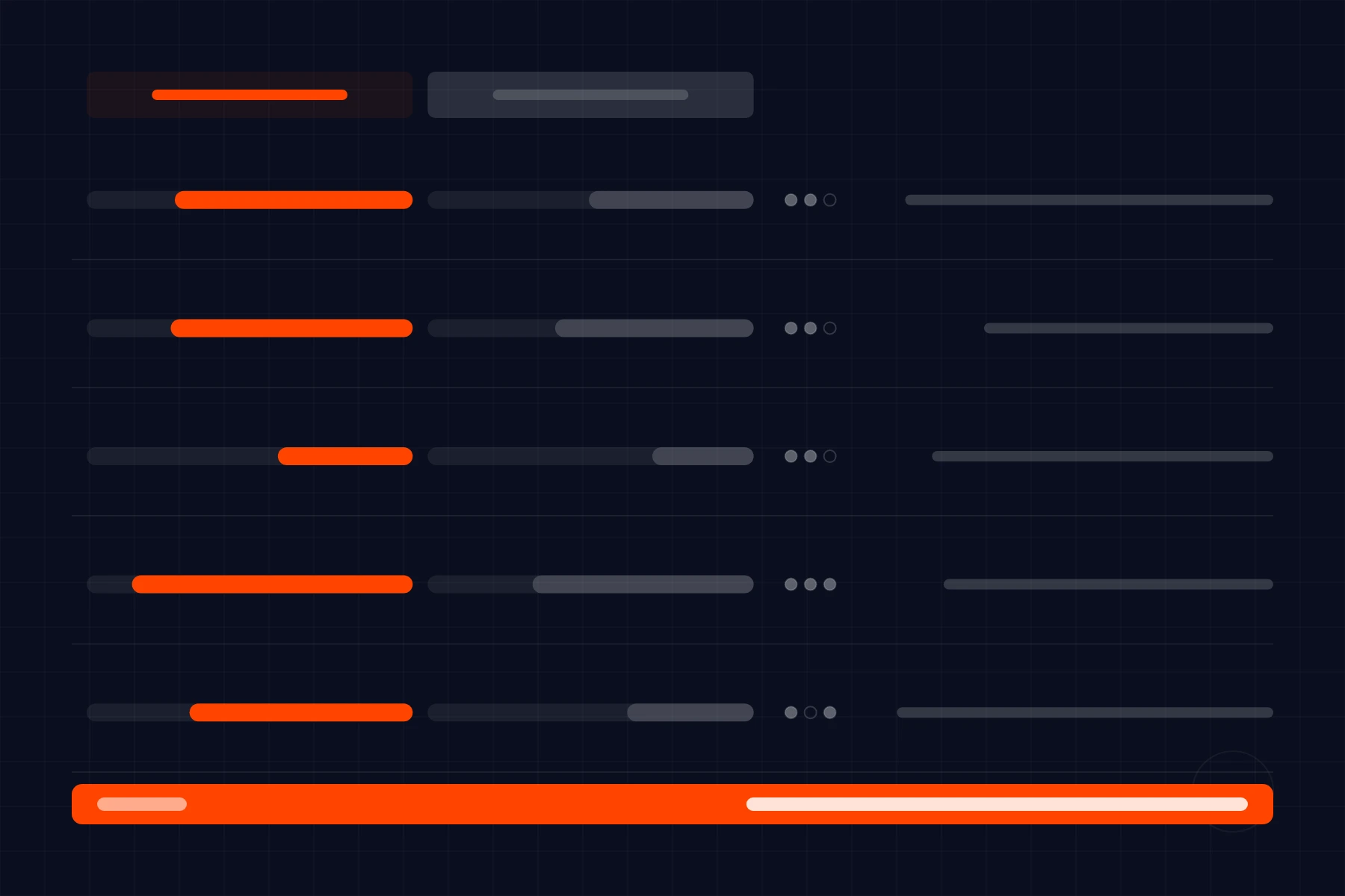 Schematic of a decision scorecard: two options weighed row by row with a recommendation band