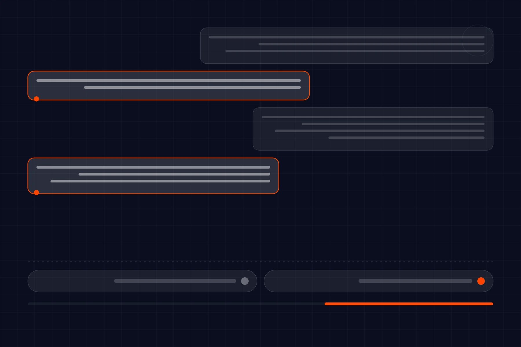 Schematic of an AI assistant: message thread with tool calls running underneath