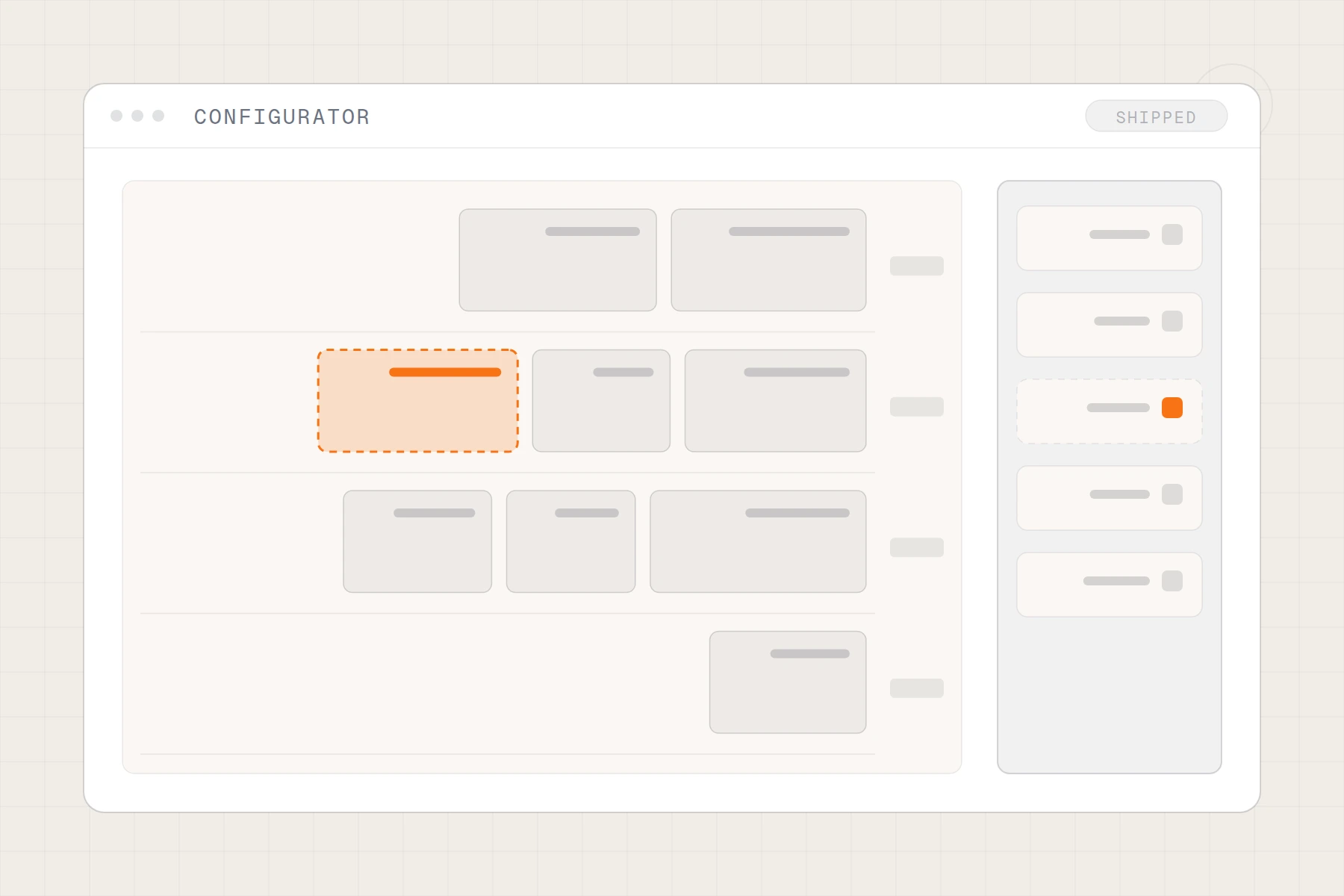 Schematic of a builder canvas: blocks dragged from a palette onto a day-by-day timeline